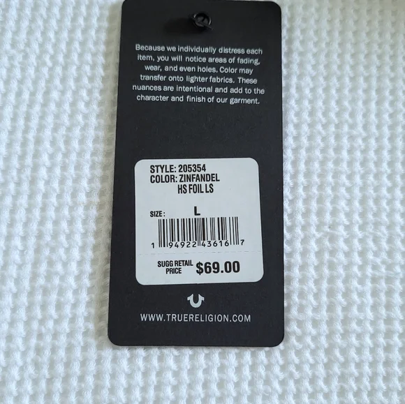 True Religion🙏 Long Sleeve Silver🤍 Foil Graphic Tee - NWT - Picture 12 of 12